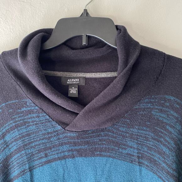Alfani Cotton Mens Shawl Neck Sweater SZ M Preppy Cabin Grandpa Core Classic Fit - Picture 2 of 7